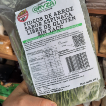 Fideos de arroz con espinaca organicos sin tacc